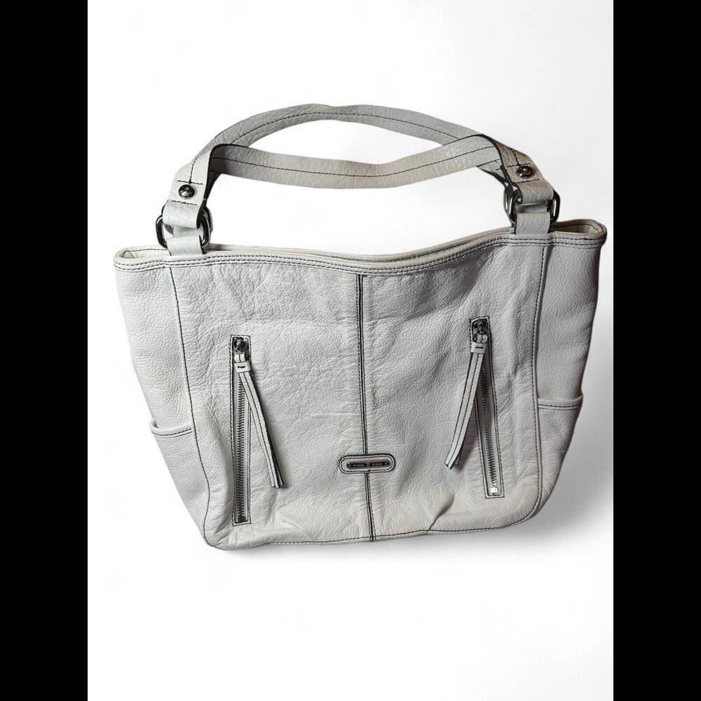 Etienne Aigner Stella Women’s Leather Logo Tote Ivory Shoulder Bag